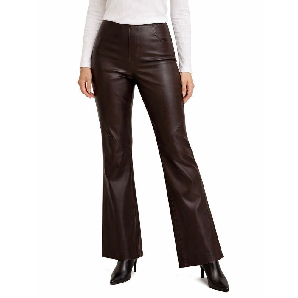 Vintage Spiegel 100% leather dark brown flared pant size 4